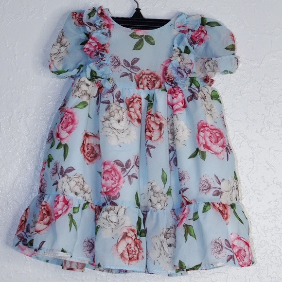 Pastourelle by Pippa & Julie Dress Baby Blue Floral size 12 months - Picture 1 of 4